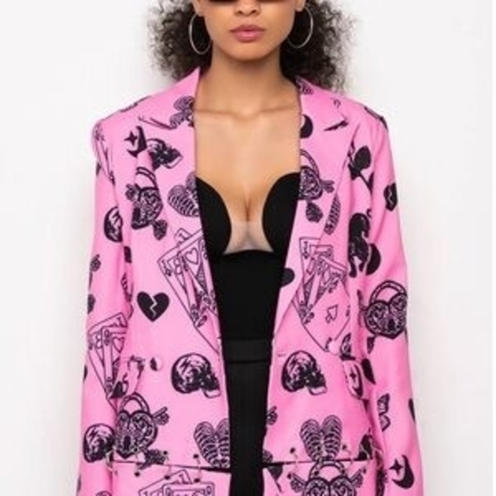 Vibrant Pink Graphic Women's Blazer